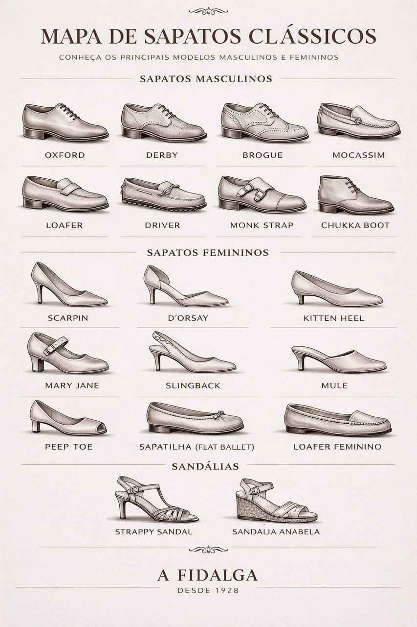 Mapa de Sapatos Clássicos — A Fidalga, desde 1928